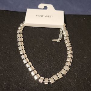 Nine West Silver-Tone Block Link Necklace